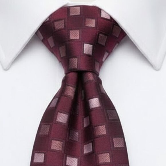 Kenneth Cole Reaction Silk Tie Geometric Cubes Red Formal Business Dress - Picture 3 of 8